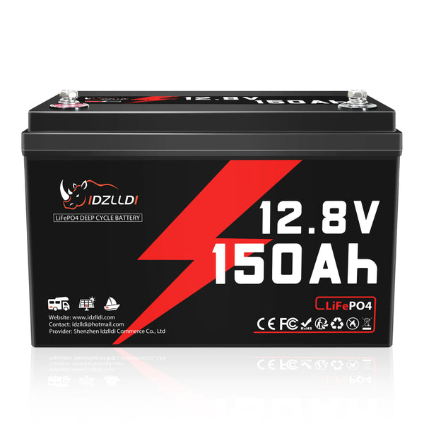 Idzlldi 12V 150Ah Deep Cycle LiFePO4 Battery w/ Low-Temperature Protection