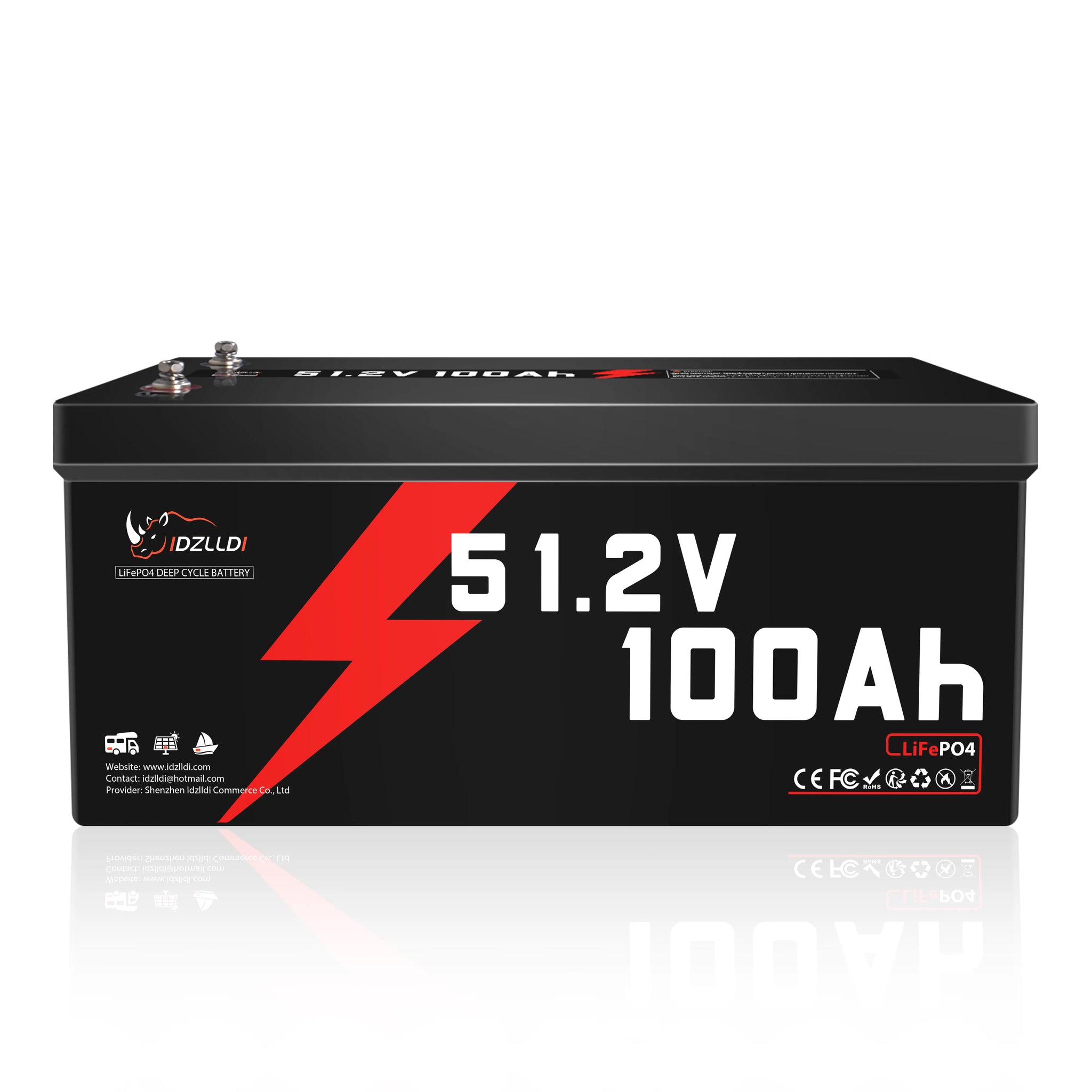 Idzlldi 48V 100Ah Deep Cycle LiFePO4 Battery w/ Low-Temperature Protection
